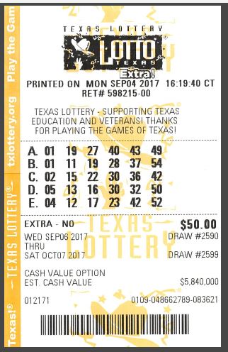 Texas Lotto Tickets in Play